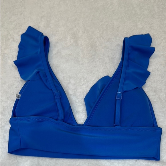 Aerie Blue Ruffle Triangle Adjustable Strap Bikini Top - Picture 8 of 10